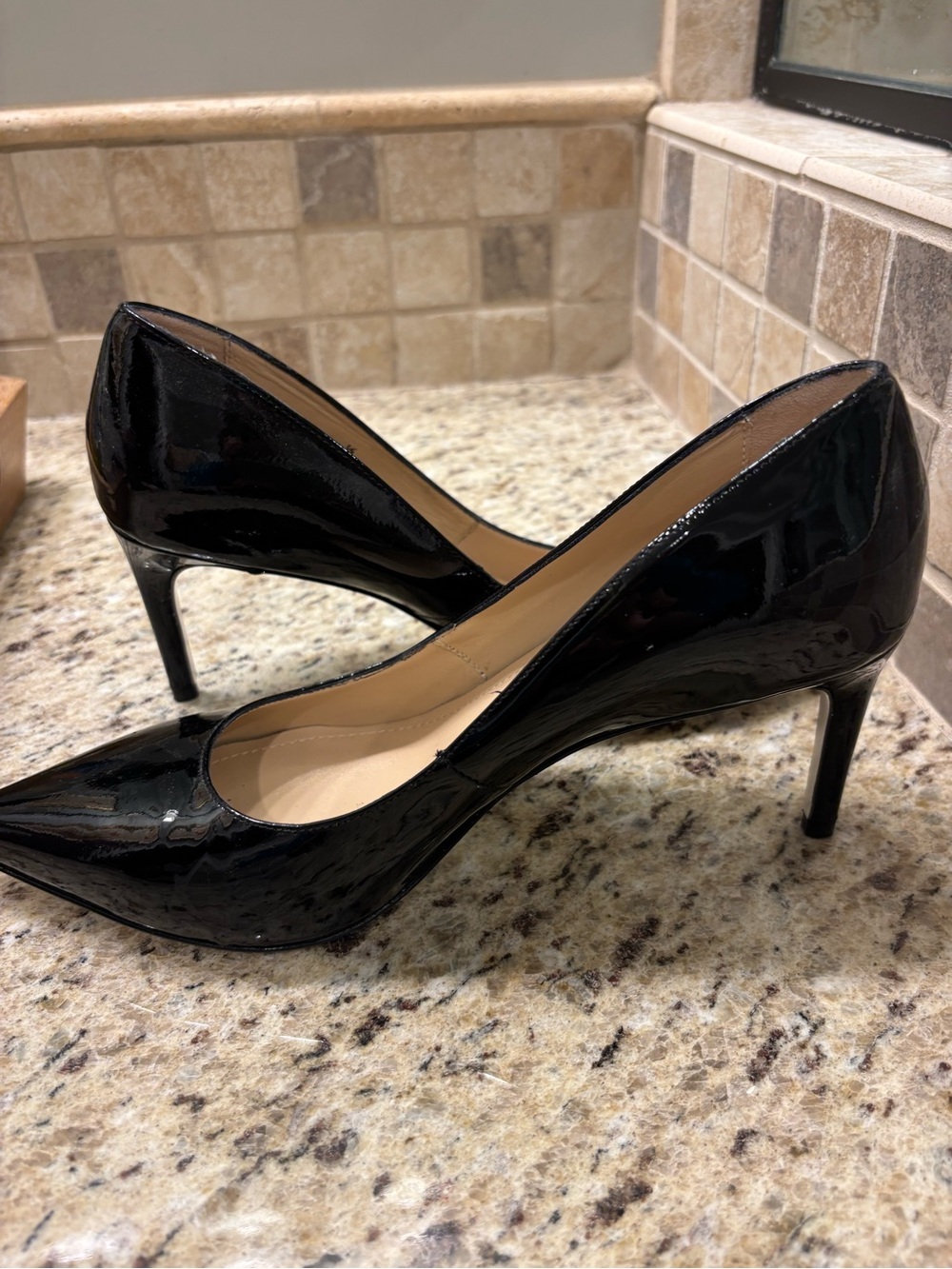 Ron White Women’s Black Patent Pointed-Toe Stiletto Heels